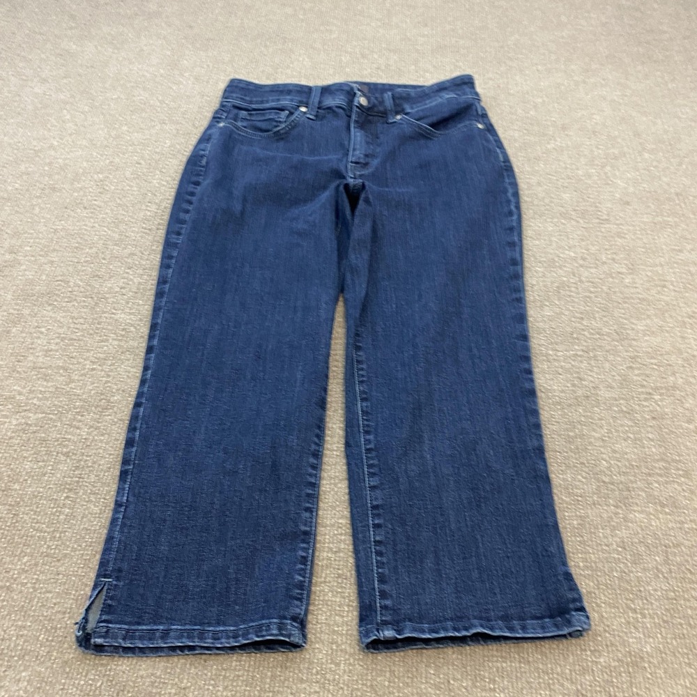 NYDJ Cool Embrace Lift Tuck Crop Jeans Womens 4P Blue Dark Wash Mid Rise Stretch
